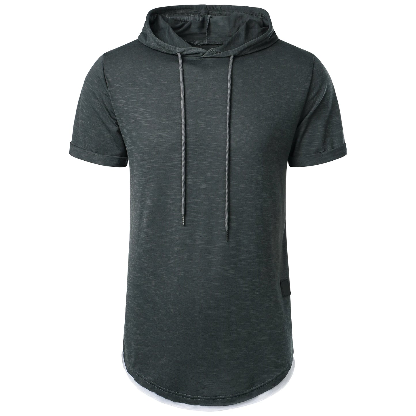 New summer hooded T-shirt men's solid color men's short sleeve T-shirt hoodie