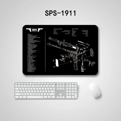 Gun Cleaning Mat Mouse Pad with Parts Diagram and Instructions Armorers Bench Mat Repair Build Tool for AR15 AK47 GL 1911