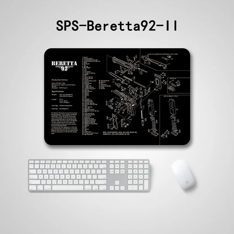 Gun Cleaning Mat Mouse Pad with Parts Diagram and Instructions Armorers Bench Mat Repair Build Tool for AR15 AK47 GL 1911