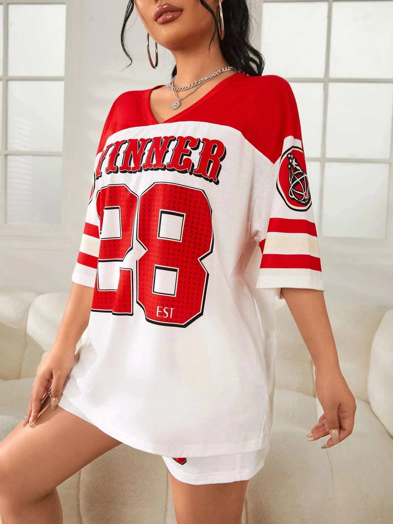 3.18 Fashion Sports Casual Yoga Plus Size Women's Clothing Set Alphanumeric Printed T-shirt and Sports Shorts, Comfortable Set
