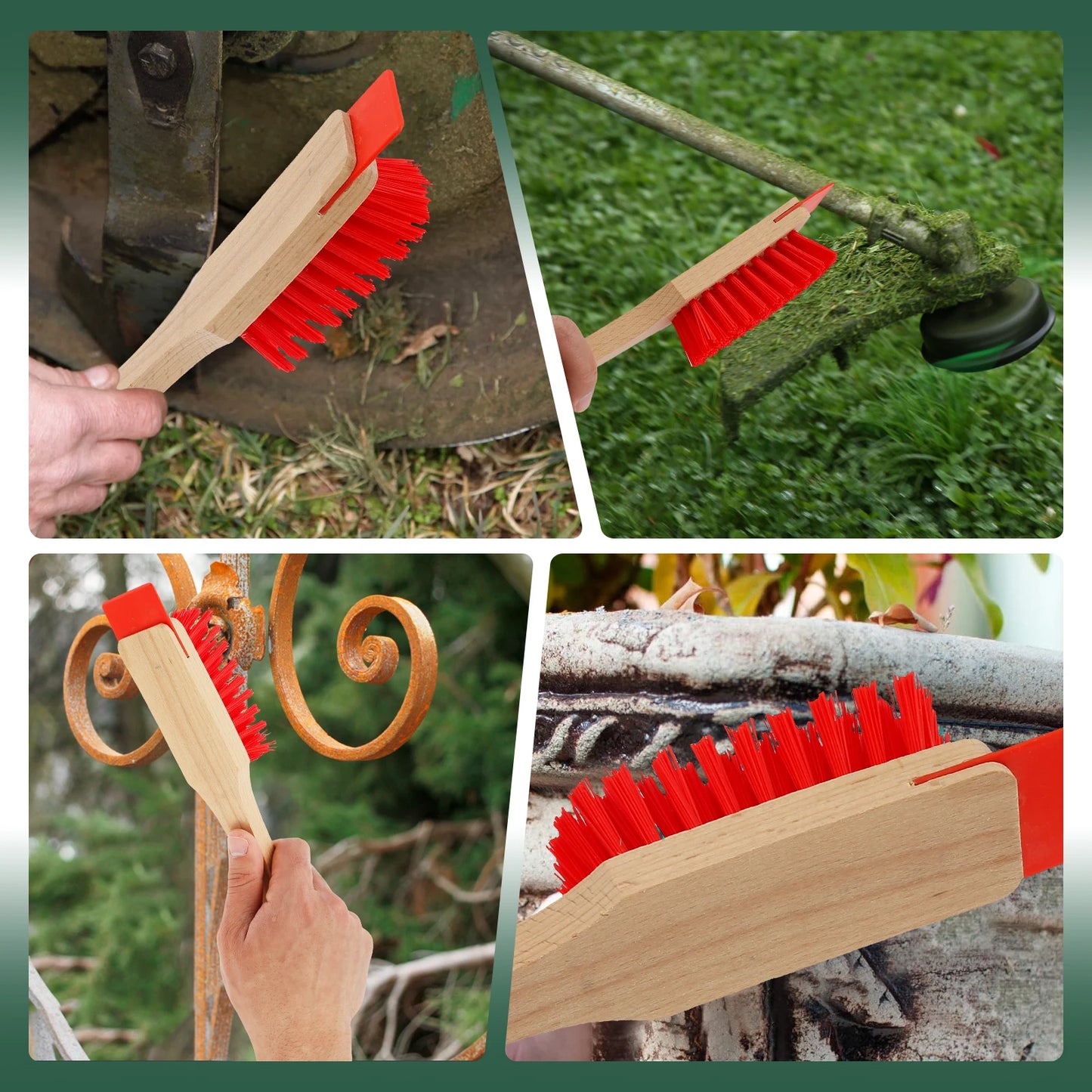 Mower Deck Scraper Deck Cleaner Tool with Stiff Bristle Brush Lawn Mower Longhandle Maintenance Scraper Cleaning Tool for Garden