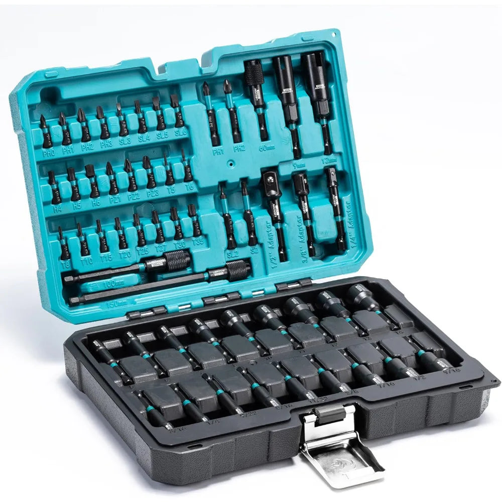 54PCS Magnetic Nut Driver Set, Impact Drill Driver Bit 1/4", Metric & SAE Nut Drivers for Impact Drill, Socket Adapters
