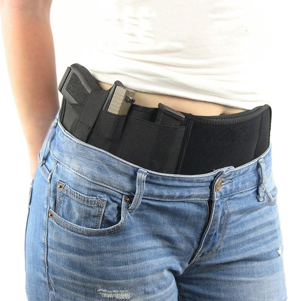 Belly Gun Holster Belt Concealed Carry Waist Band Pistol Holder Magazine Bag Invisible Waistband Holster