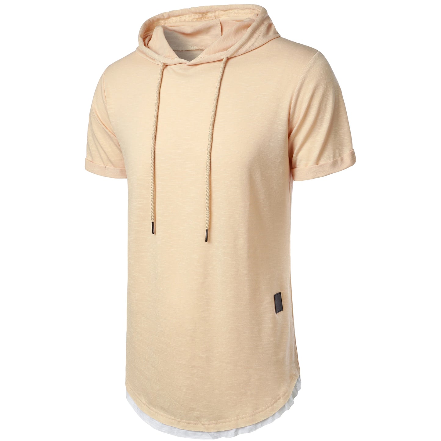 New summer hooded T-shirt men's solid color men's short sleeve T-shirt hoodie