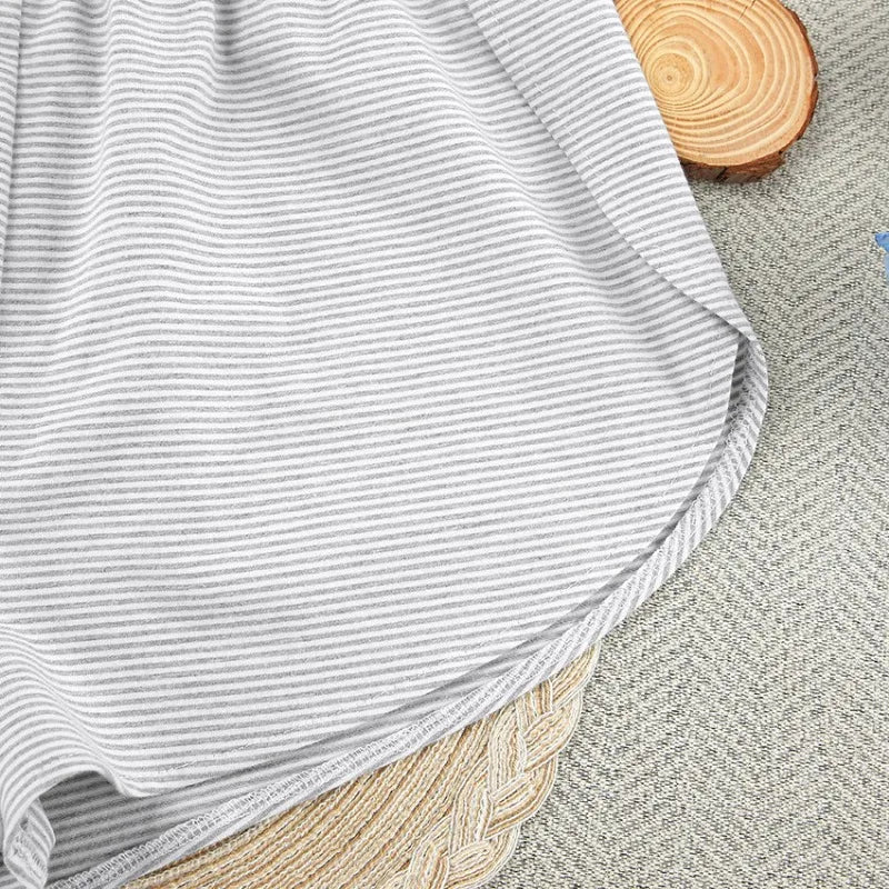 Women's Stripe Pajamas Set Short Sleeve T-Shirt And Shorts Sleepwear 2 Piece Set For Women Home Casual Loose Round Neck Pajamas