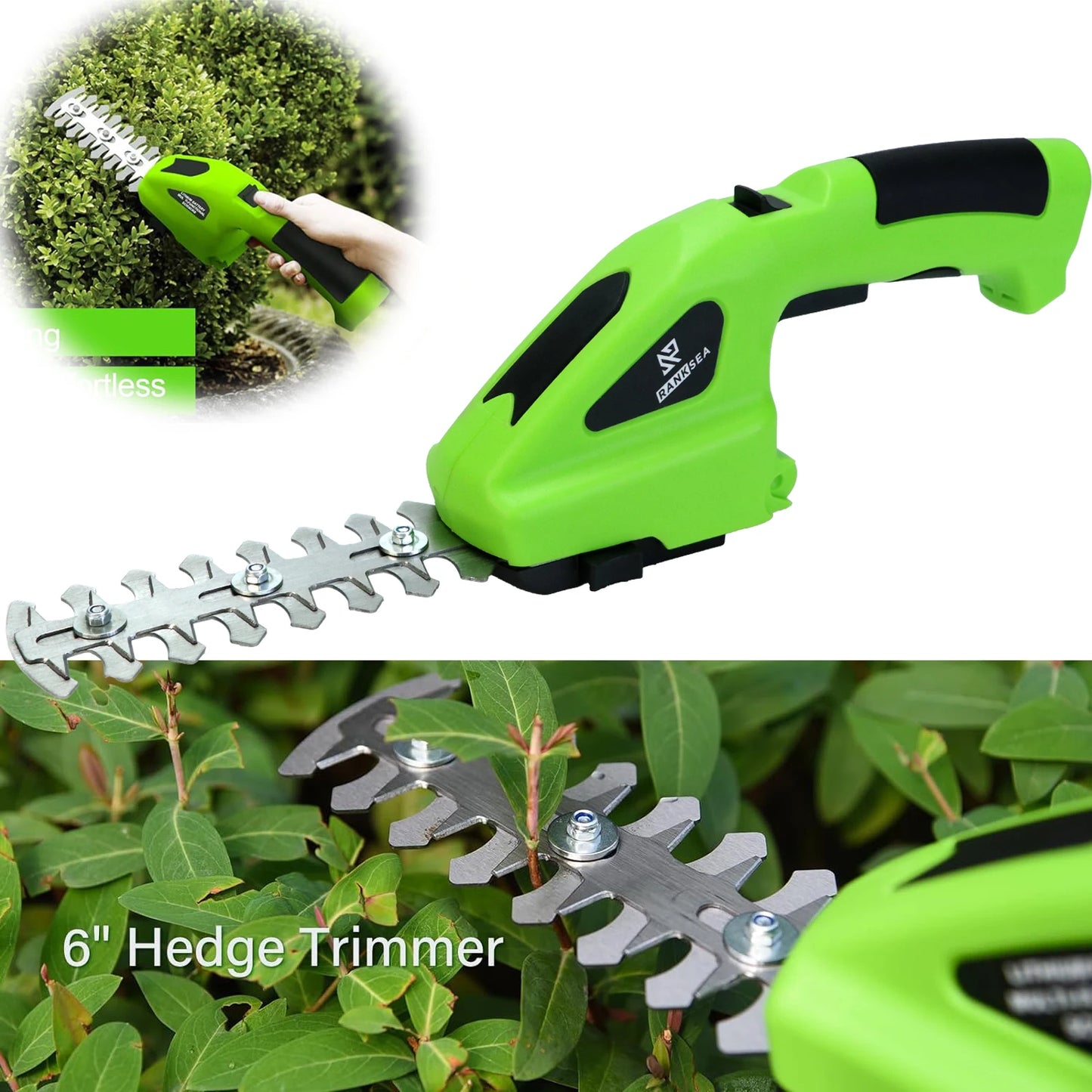2 In 1 Cordless Electric Hedge Trimmer Rechargeable Handheld Household Lawn Shrub Weeding Pruning Mower Garden Tools
