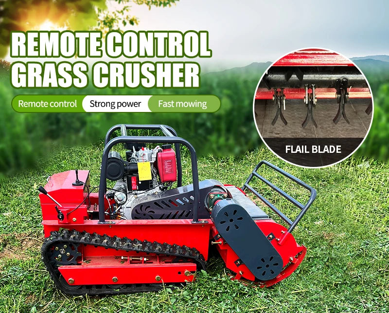 Customized Cordless Yoke Remote Control Self-Propelled All-Terrain Crawler Mower for Efficient Garden Maintenance
