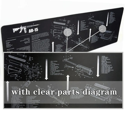 Gun Cleaning Mat Mouse Pad with Parts Diagram and Instructions Armorers Bench Mat Repair Build Tool for AR15 AK47 GL 1911