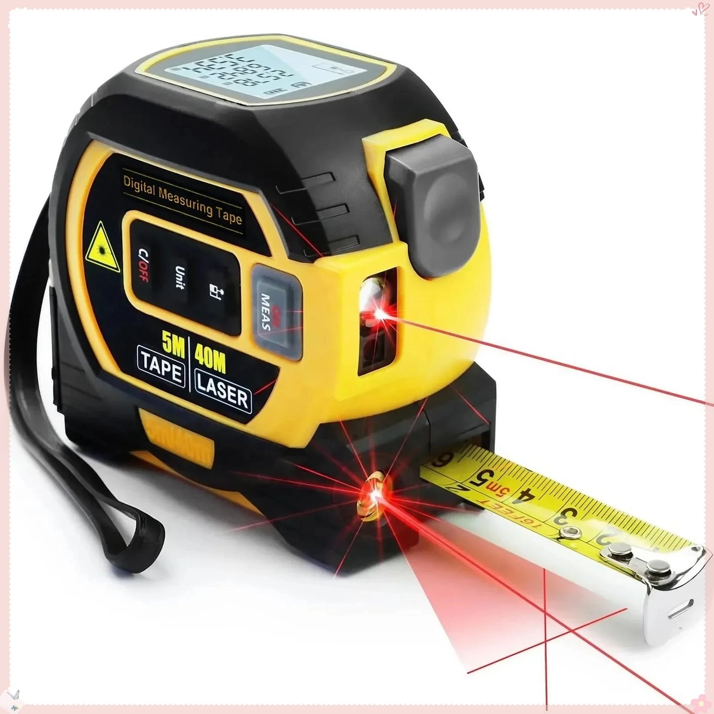 40m Laser 5m Steel Tape Measure - Digital Display Durable Non-slip Accurate Measurement Hook Loop 1PC