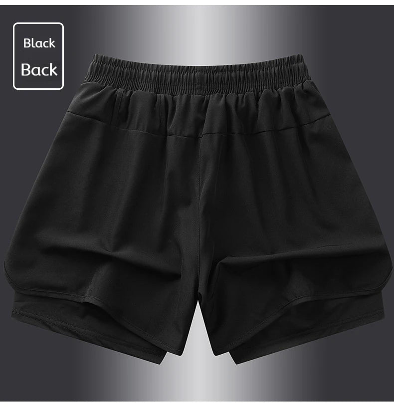 Men's Summer Hot-selling Anti-exposure Double-layer Sports Casual Shorts Running Fitness Three-quarter Pants