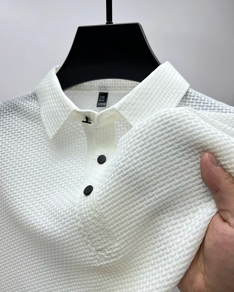 Brand Clothes Summer New Men's Short Sleeve T-shirt Ice Silk Cool and Breathable POLO Shirt Business Casual Sweat-absorbing Top