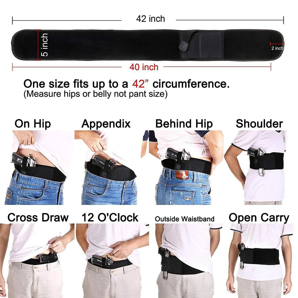 Belly Gun Holster Belt Concealed Carry Waist Band Pistol Holder Magazine Bag Invisible Waistband Holster