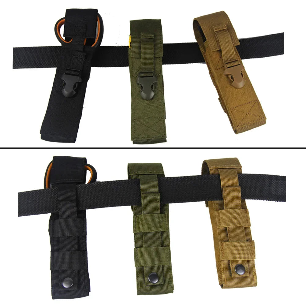 Molle Flashlight Pouch Torch Holder Case EDC Tool Waist Bag Outdoor Sport Camping Hiking Hunting Accessories Light Knife Holster