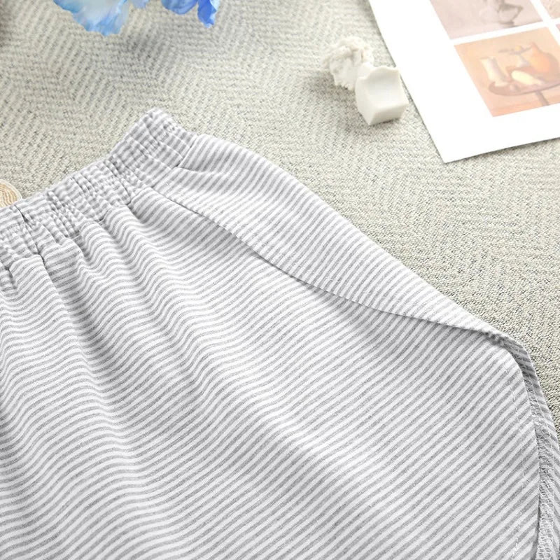 Women's Stripe Pajamas Set Short Sleeve T-Shirt And Shorts Sleepwear 2 Piece Set For Women Home Casual Loose Round Neck Pajamas