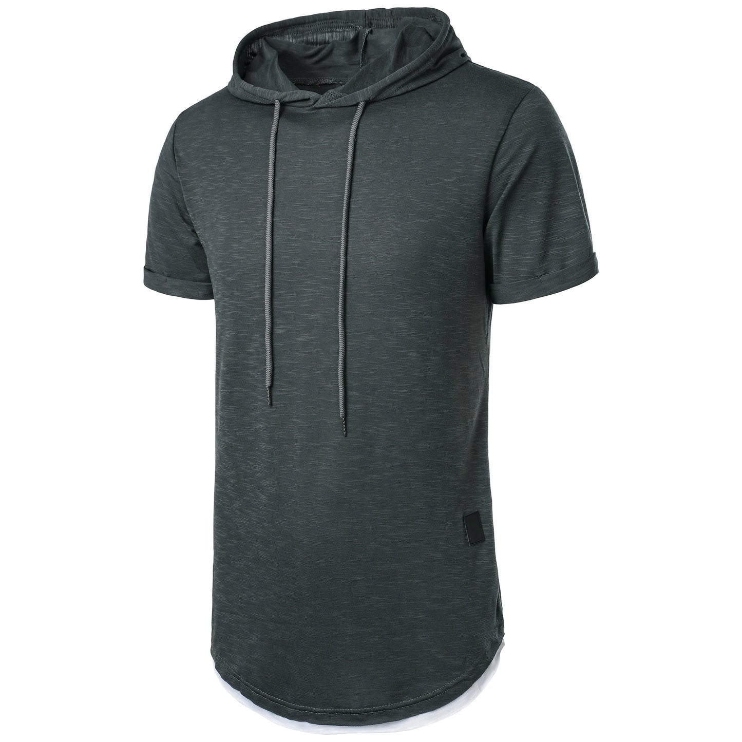 New summer hooded T-shirt men's solid color men's short sleeve T-shirt hoodie