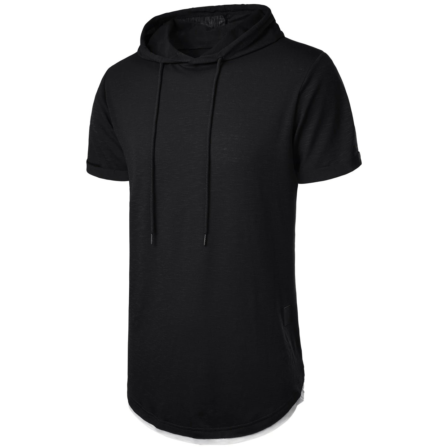 New summer hooded T-shirt men's solid color men's short sleeve T-shirt hoodie