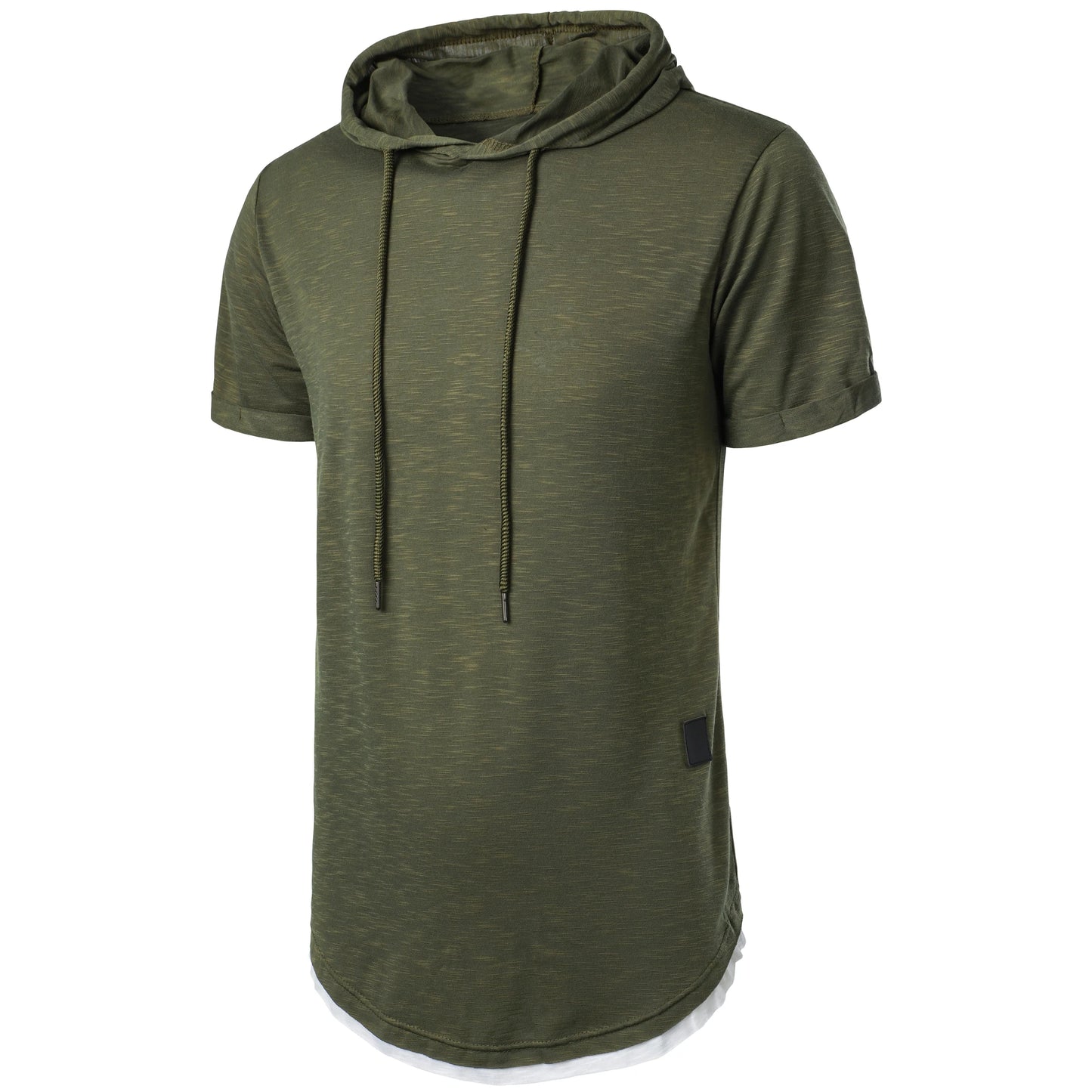 New summer hooded T-shirt men's solid color men's short sleeve T-shirt hoodie