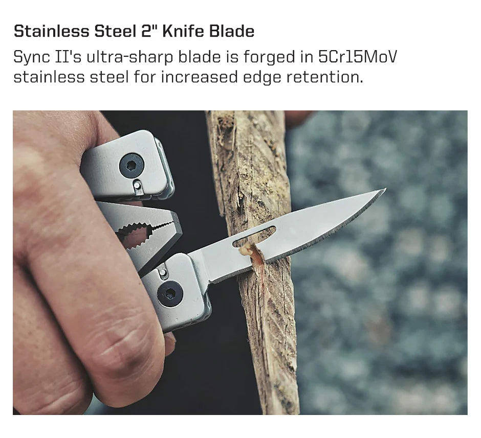 SOG Sync I & II Multitool Belt Buckle EDC Mini Multi Tool Gadgets for Men, Folding Pliers, Knife and 12 Survival Tools Kit Sets