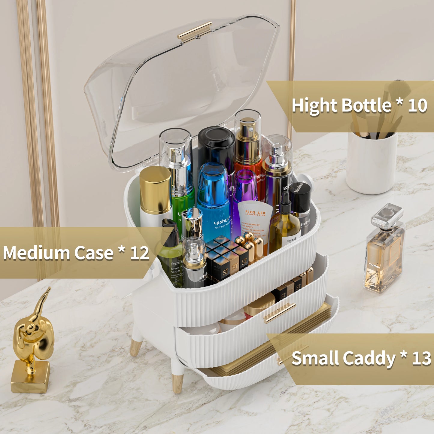 Compact Makeup Organizer - Spacious Storage for Eyeshadow, Skincare & More - Perfect for Bedrooms, Dorms, and Travel - Keeps Cos
