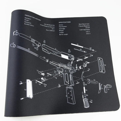 Gun Cleaning Mat Mouse Pad with Parts Diagram and Instructions Armorers Bench Mat Repair Build Tool for AR15 AK47 GL 1911