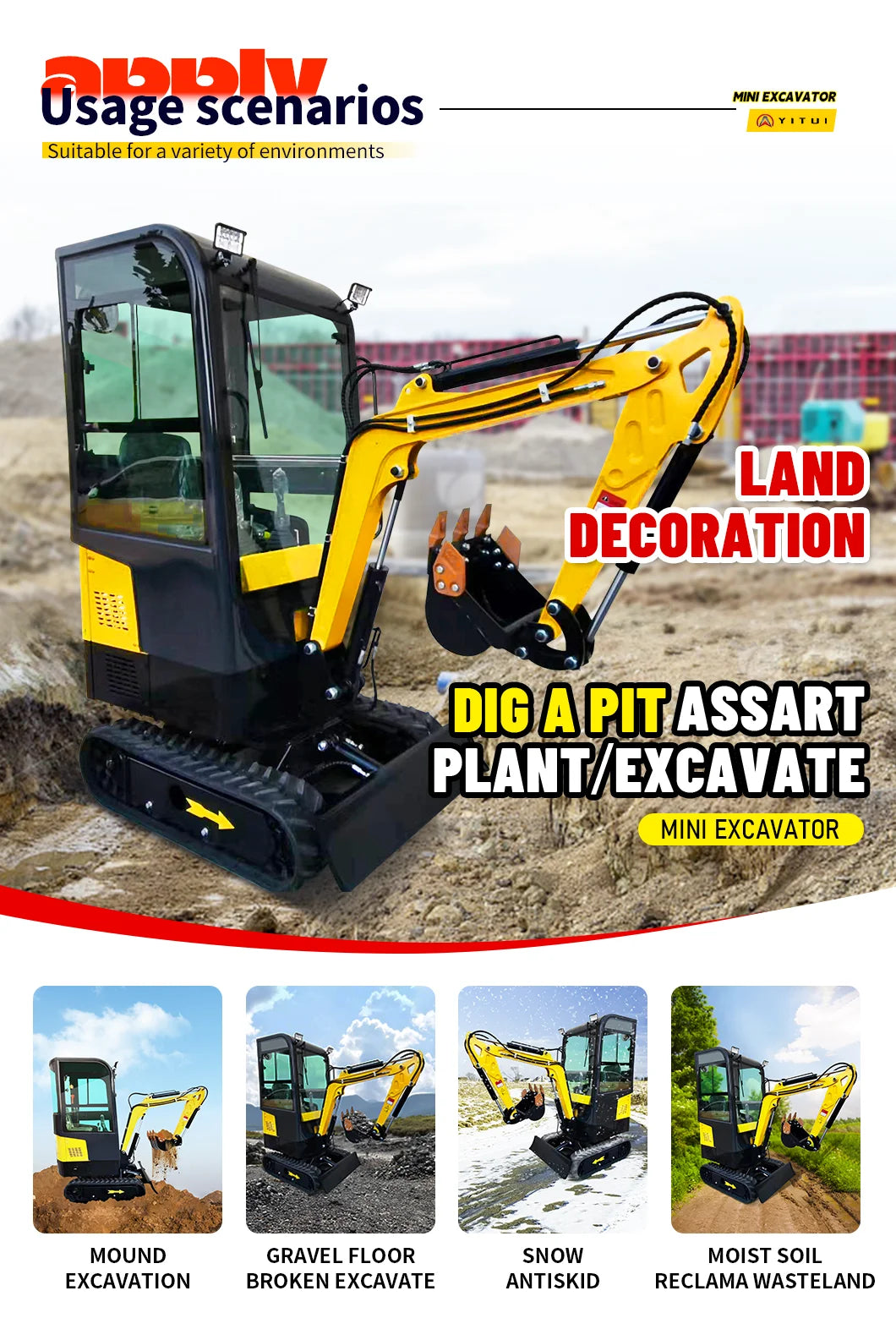 Factory Direct Sales 1.2 Ton Mini Crawler Excavator EPA EURO5 Engine Hydraulic Excavator Agricultural Excavator Customized Sale