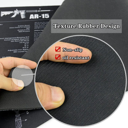 Gun Cleaning Mat Mouse Pad with Parts Diagram and Instructions Armorers Bench Mat Repair Build Tool for AR15 AK47 GL 1911