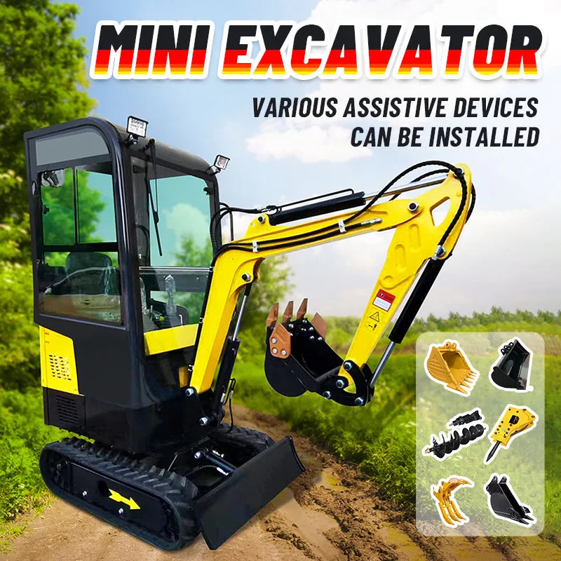 Factory Direct Sales 1.2 Ton Mini Crawler Excavator EPA EURO5 Engine Hydraulic Excavator Agricultural Excavator Customized Sale