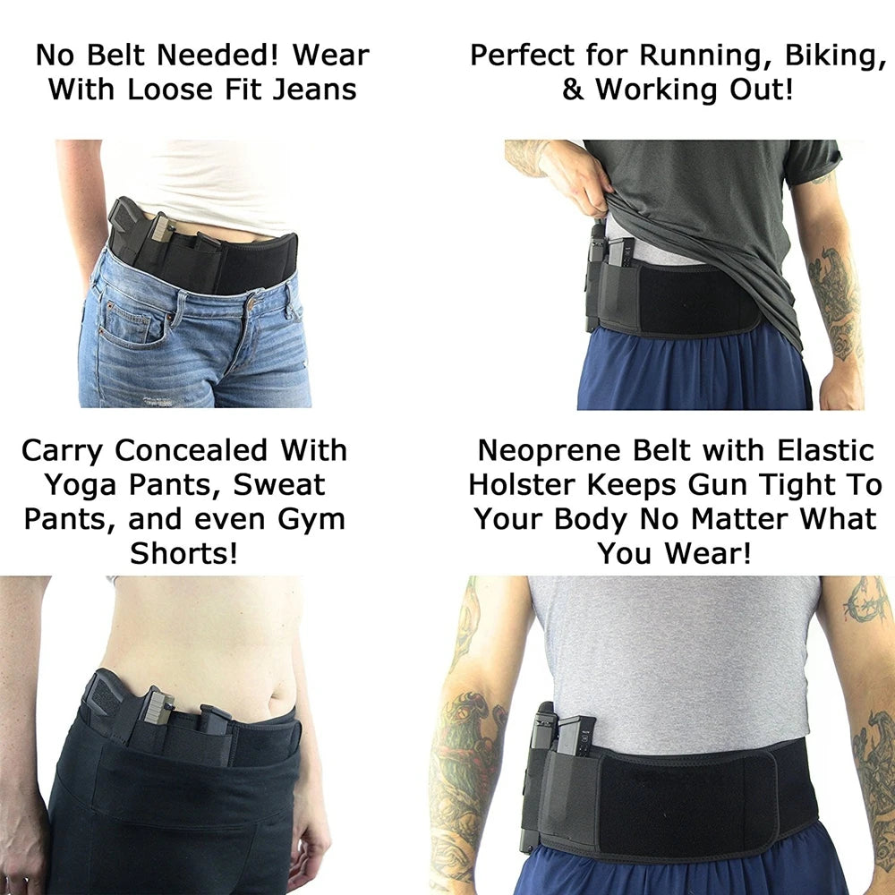 Belly Gun Holster Belt Concealed Carry Waist Band Pistol Holder Magazine Bag Invisible Waistband Holster
