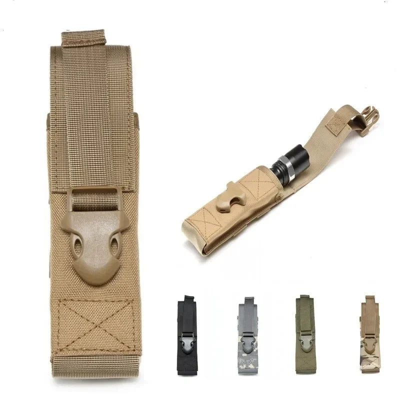 Molle Flashlight Pouch Torch Holder Case EDC Tool Waist Bag Outdoor Sport Camping Hiking Hunting Accessories Light Knife Holster