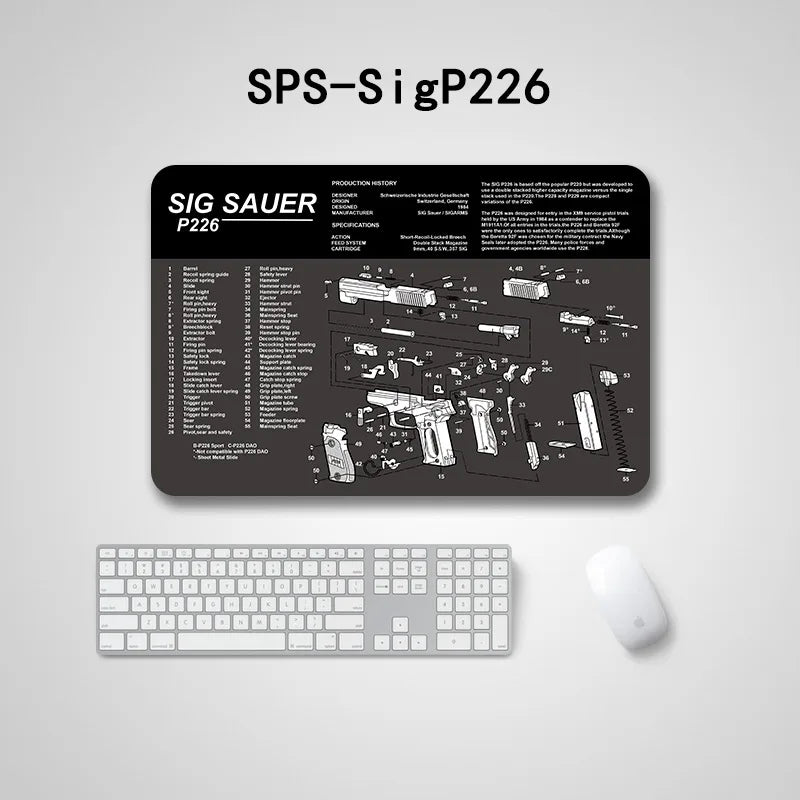Gun Cleaning Mat Mouse Pad with Parts Diagram and Instructions Armorers Bench Mat Repair Build Tool for AR15 AK47 GL 1911