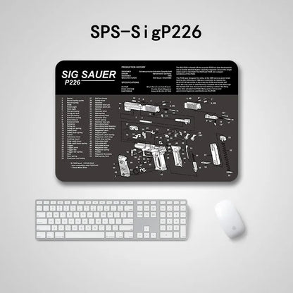 Gun Cleaning Mat Mouse Pad with Parts Diagram and Instructions Armorers Bench Mat Repair Build Tool for AR15 AK47 GL 1911