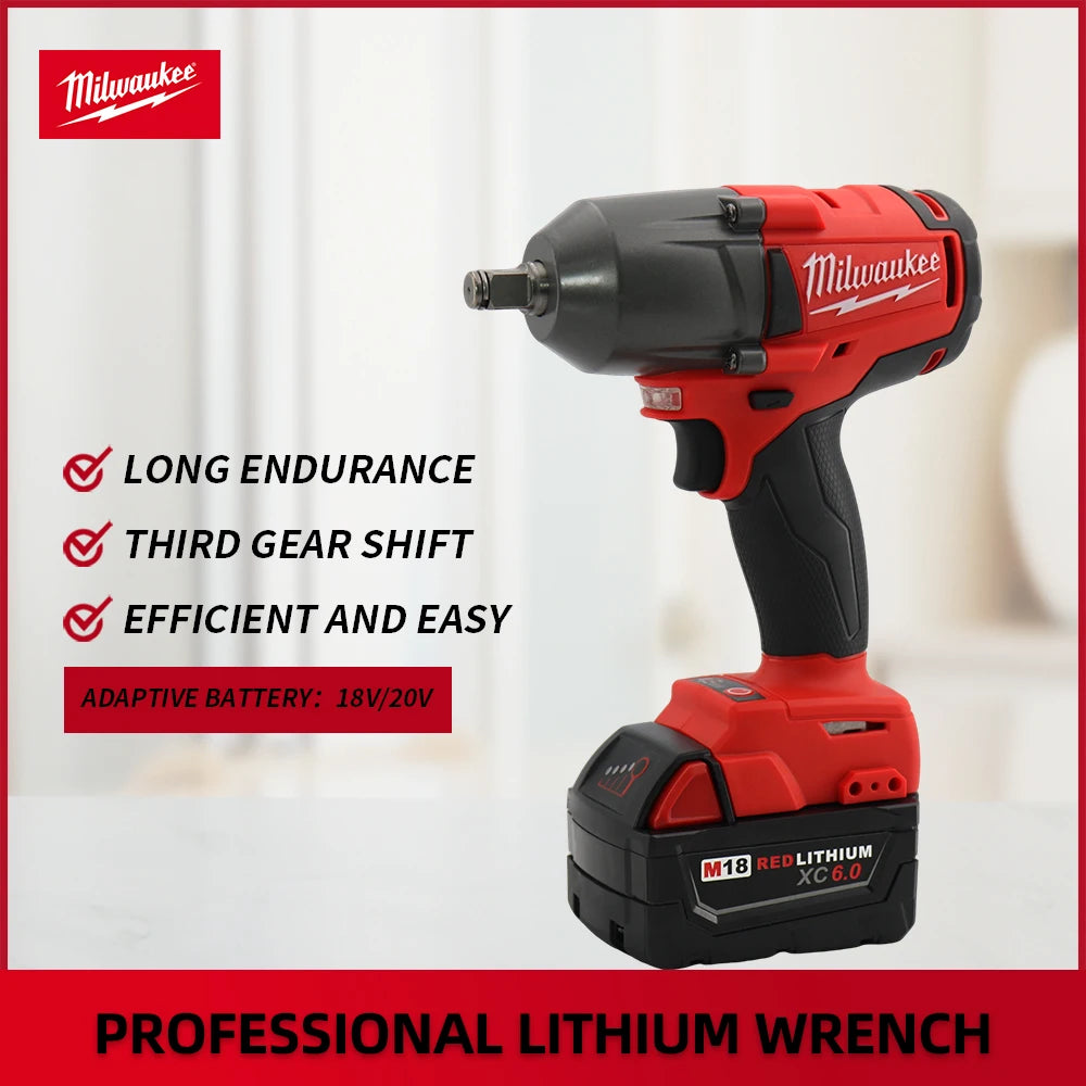 Milwaukee Mid-Torque Impact Professional Wrench 18V Lithium Battery Electric Cordless High Speed Car Truck Repair Power Tools