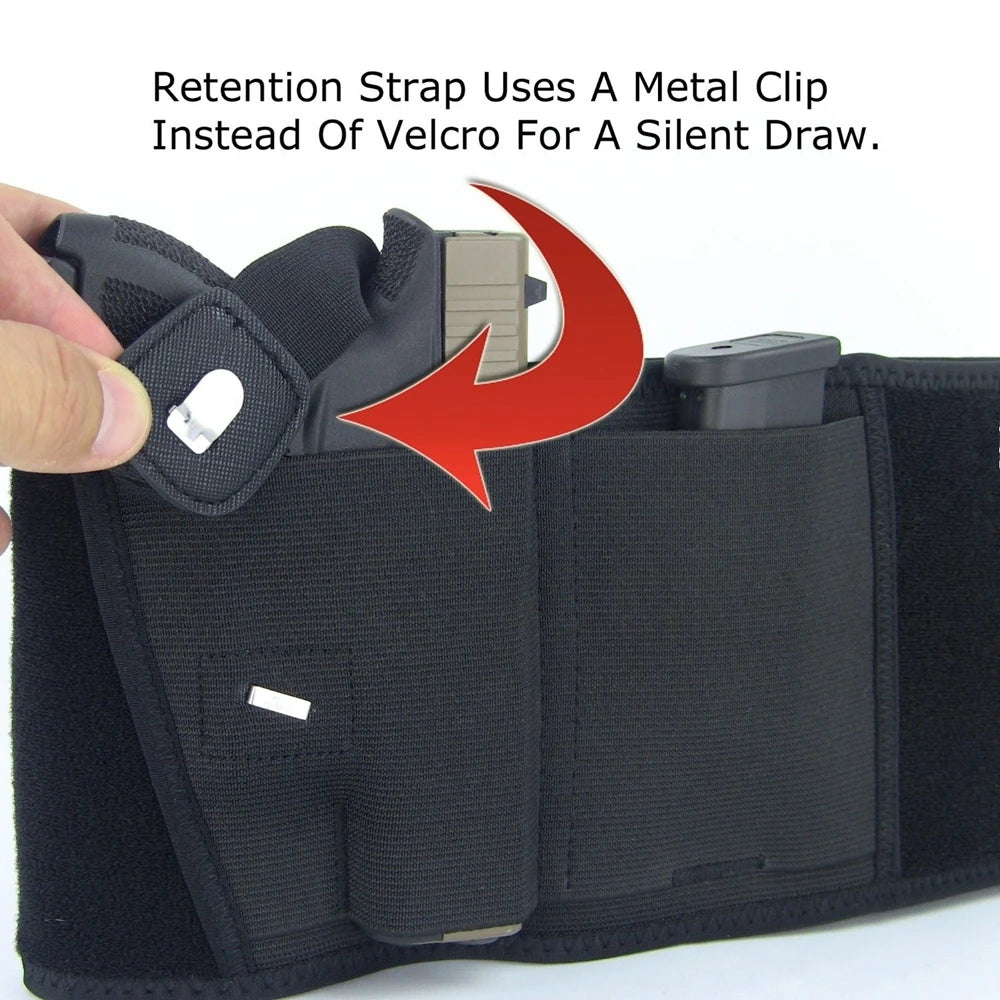 Belly Gun Holster Belt Concealed Carry Waist Band Pistol Holder Magazine Bag Invisible Waistband Holster