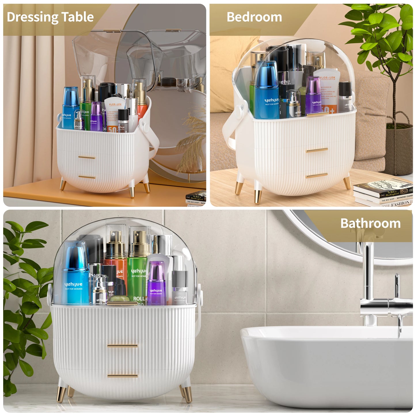 Compact Makeup Organizer - Spacious Storage for Eyeshadow, Skincare & More - Perfect for Bedrooms, Dorms, and Travel - Keeps Cos