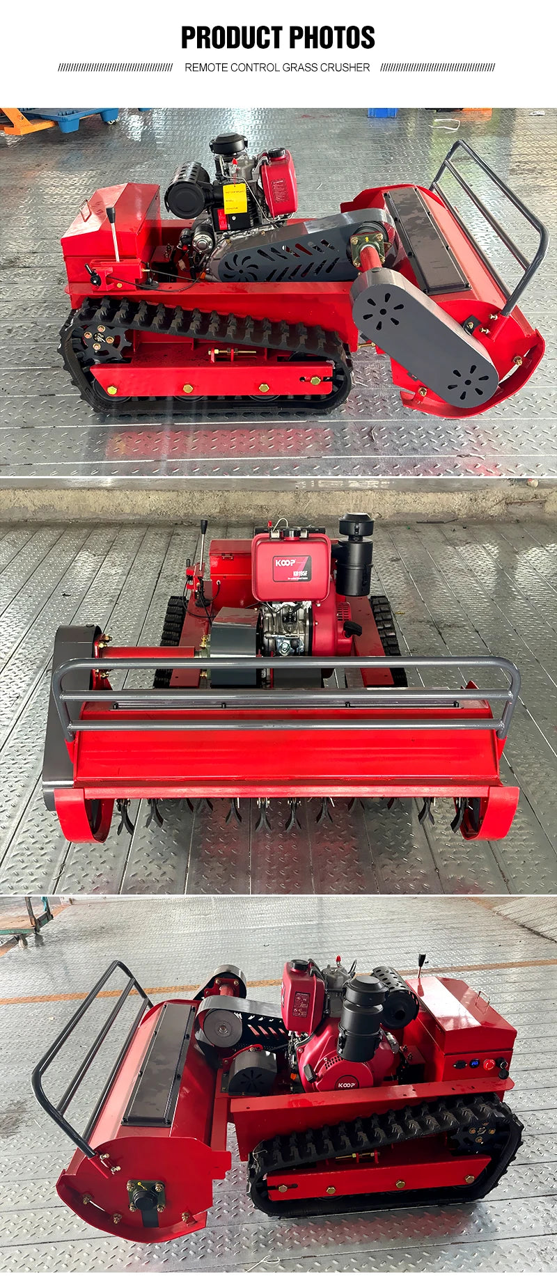 Customized Cordless Yoke Remote Control Self-Propelled All-Terrain Crawler Mower for Efficient Garden Maintenance