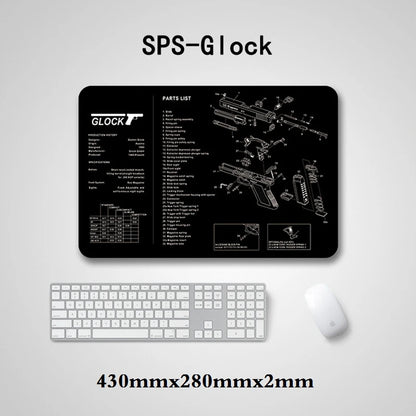Gun Cleaning Mat Mouse Pad with Parts Diagram and Instructions Armorers Bench Mat Repair Build Tool for AR15 AK47 GL 1911