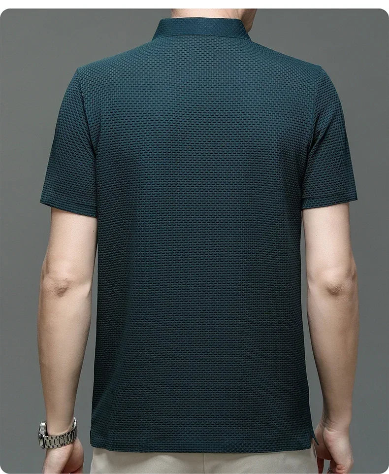Brand Clothes Summer New Men's Short Sleeve T-shirt Ice Silk Cool and Breathable POLO Shirt Business Casual Sweat-absorbing Top