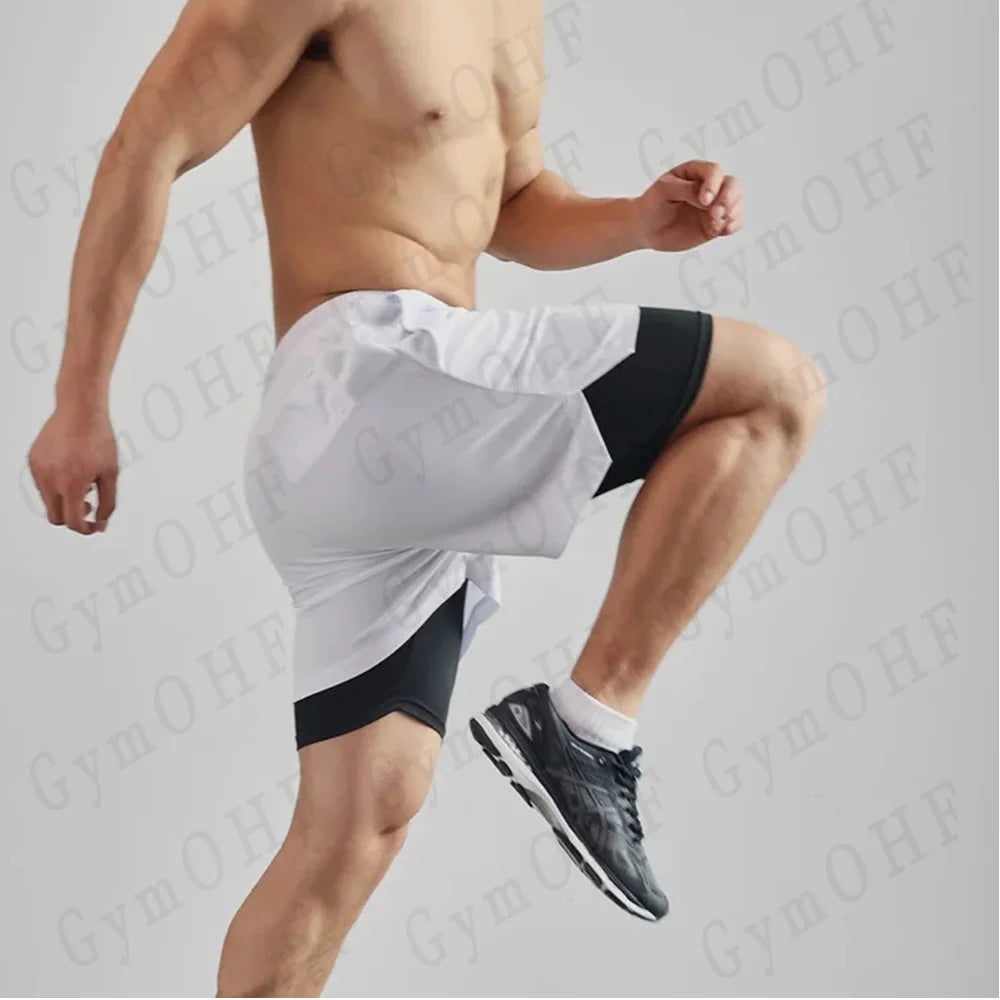 Goku Men Running Shorts 2 In 1 Double-Deck Sport Shorts Sportswear Gym Fitness Short Pant Training Jogging Bottom Men's Clothing