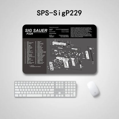 Gun Cleaning Mat Mouse Pad with Parts Diagram and Instructions Armorers Bench Mat Repair Build Tool for AR15 AK47 GL 1911
