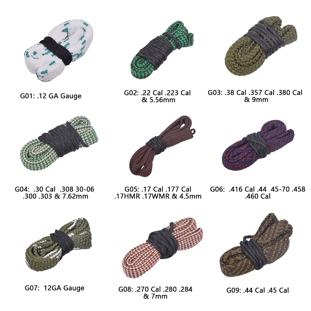 Hunting Gun Bore Cleaner Snake 12GA .308 .22 .223 .38 Caliber 5.56mm 7.62mm 16GA 20GA Rifle Cleaning Kit Tool Rifle Barrel Rope