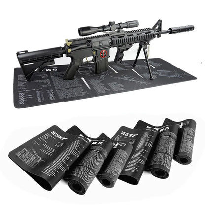 Gun Cleaning Mat Mouse Pad with Parts Diagram and Instructions Armorers Bench Mat Repair Build Tool for AR15 AK47 GL 1911