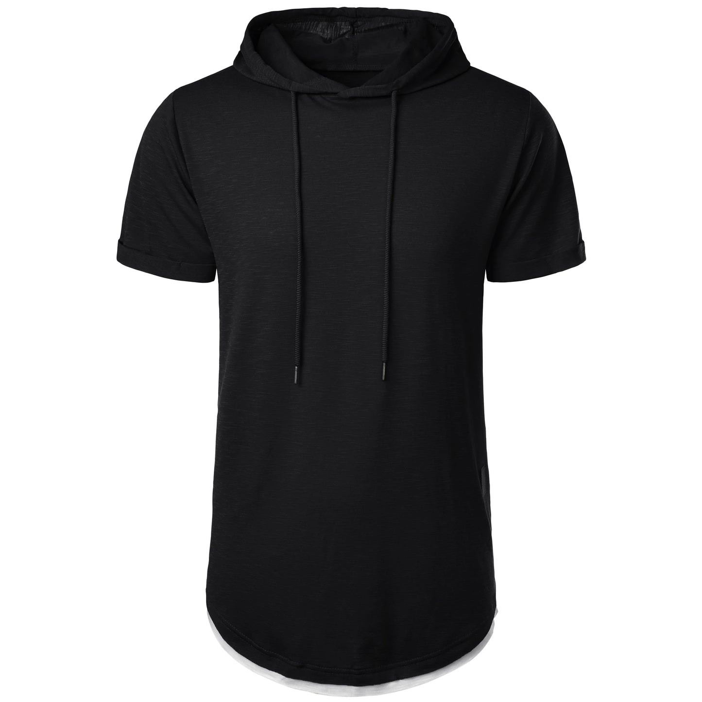 New summer hooded T-shirt men's solid color men's short sleeve T-shirt hoodie