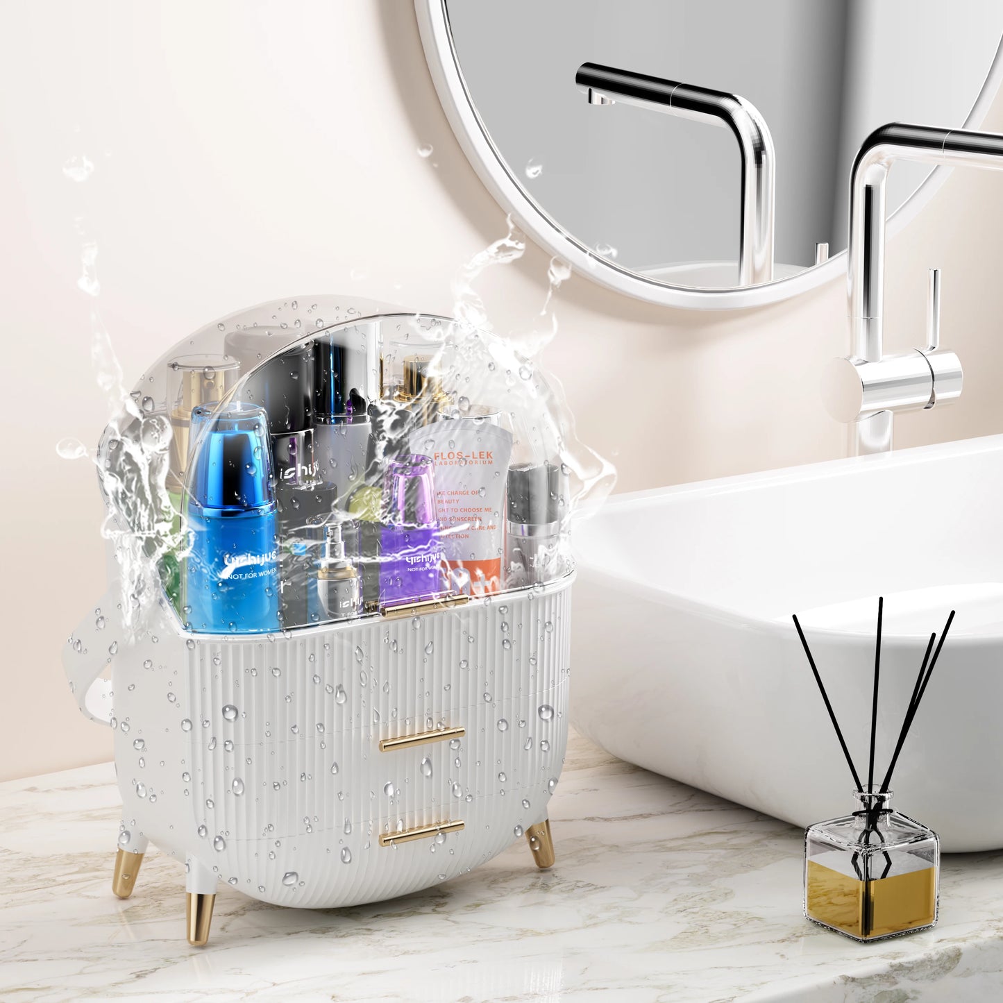 Compact Makeup Organizer - Spacious Storage for Eyeshadow, Skincare & More - Perfect for Bedrooms, Dorms, and Travel - Keeps Cos