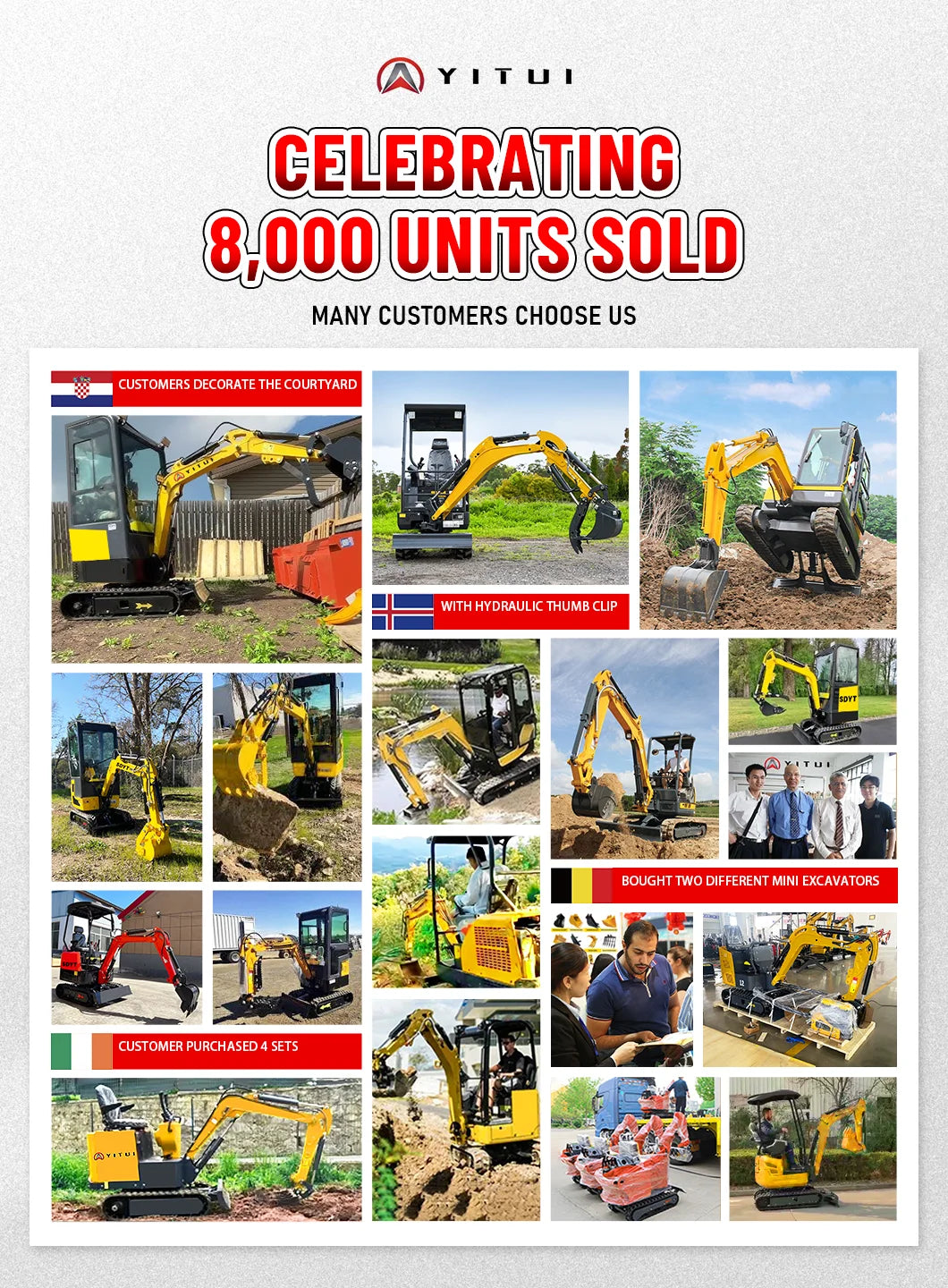 Factory Direct Sales 1.2 Ton Mini Crawler Excavator EPA EURO5 Engine Hydraulic Excavator Agricultural Excavator Customized Sale