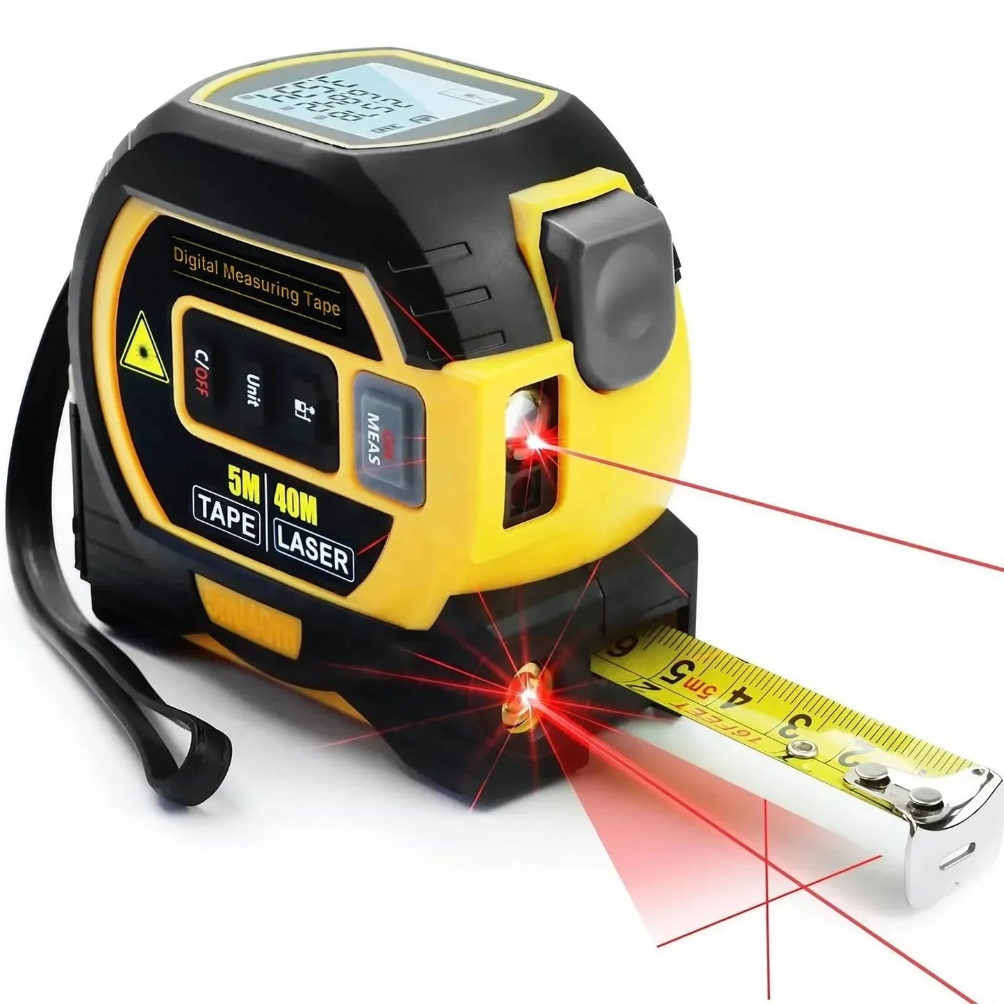 40m Laser 5m Steel Tape Measure - Digital Display Durable Non-slip Accurate Measurement Hook Loop 1PC