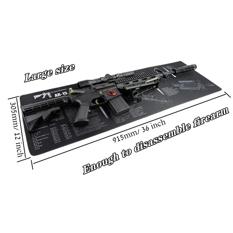 Gun Cleaning Mat Mouse Pad with Parts Diagram and Instructions Armorers Bench Mat Repair Build Tool for AR15 AK47 GL 1911