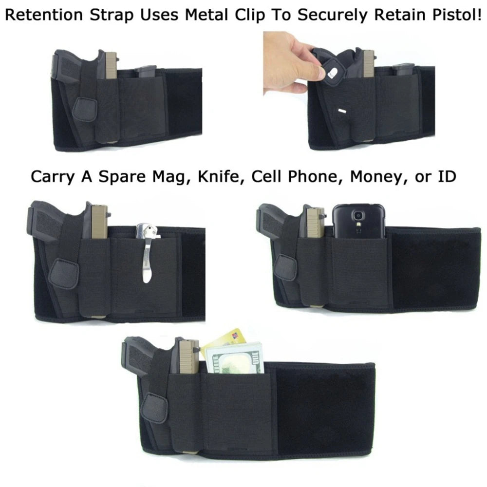 Belly Gun Holster Belt Concealed Carry Waist Band Pistol Holder Magazine Bag Invisible Waistband Holster