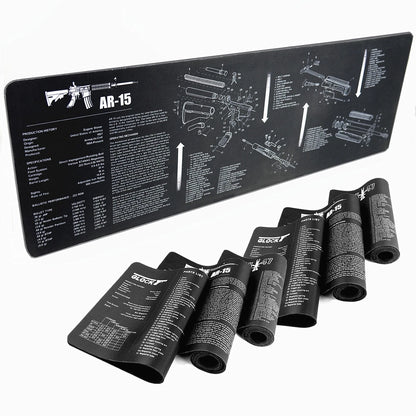 Gun Cleaning Mat Mouse Pad with Parts Diagram and Instructions Armorers Bench Mat Repair Build Tool for AR15 AK47 GL 1911