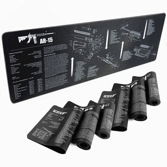 Gun Cleaning Mat Mouse Pad with Parts Diagram and Instructions Armorers Bench Mat Repair Build Tool for AR15 AK47 GL 1911
