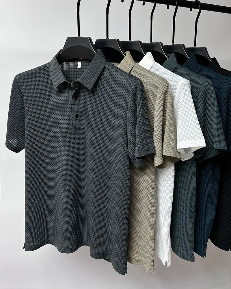 Brand Clothes Summer New Men's Short Sleeve T-shirt Ice Silk Cool and Breathable POLO Shirt Business Casual Sweat-absorbing Top